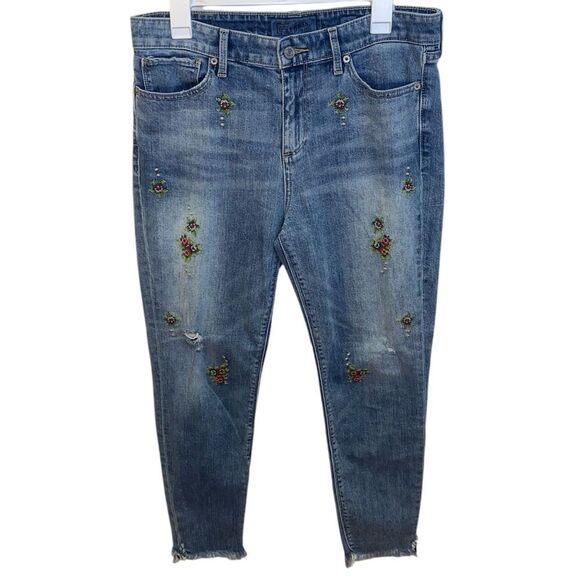 LUCKY BRAND Ava Crop Skinny Embroidered Floral Denim Jeans - Picture 4 of 8